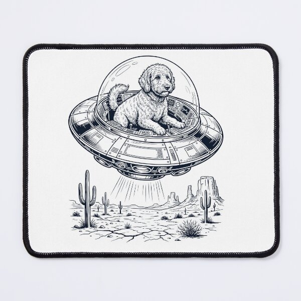 Item preview, Vintage Labradoodle Riding UFO Dog Mom Dad Lover designed and sold by DoodleTortle.