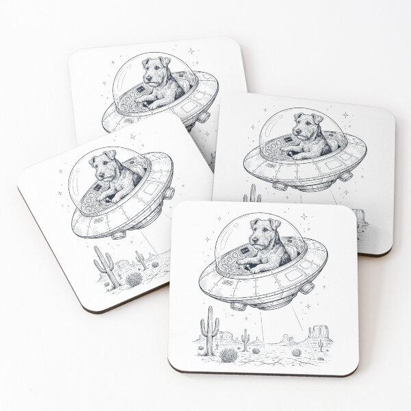 Item preview, Vintage Lakeland Terrier Riding UFO Dog Mom Dad Lover designed and sold by DoodleTortle.