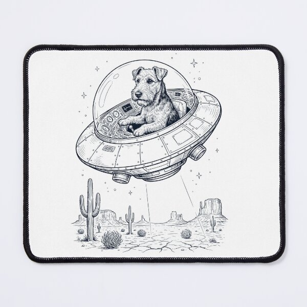 Item preview, Vintage Lakeland Terrier Riding UFO Dog Mom Dad Lover designed and sold by DoodleTortle.