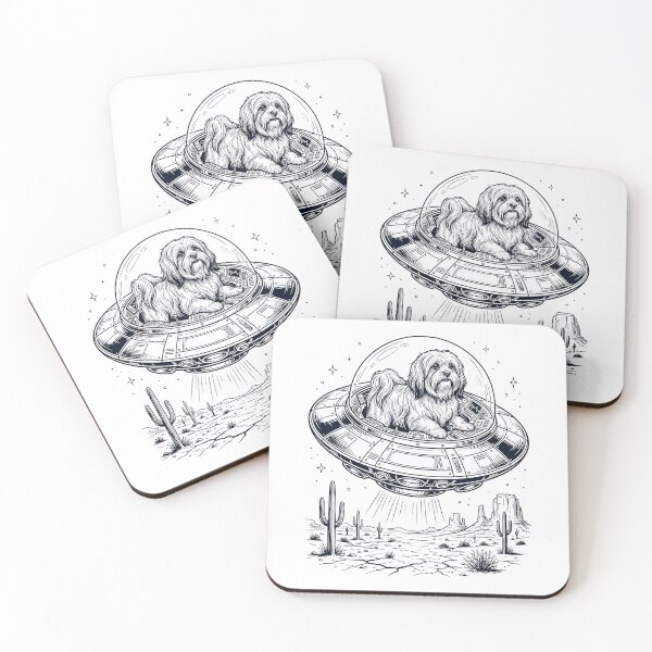 Item preview, Vintage Lhasa Apso Riding UFO Dog Mom Dad Lover designed and sold by DoodleTortle.