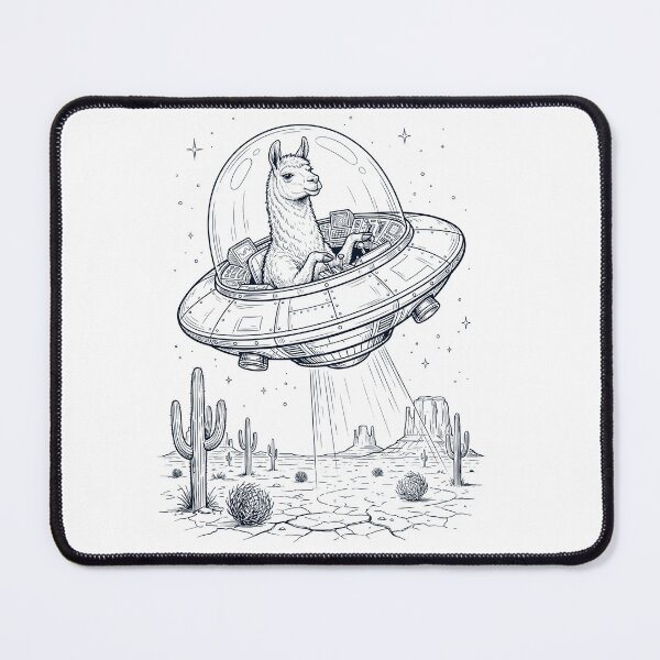 Item preview, Vintage Llama Riding UFO Animal Lover designed and sold by DoodleTortle.