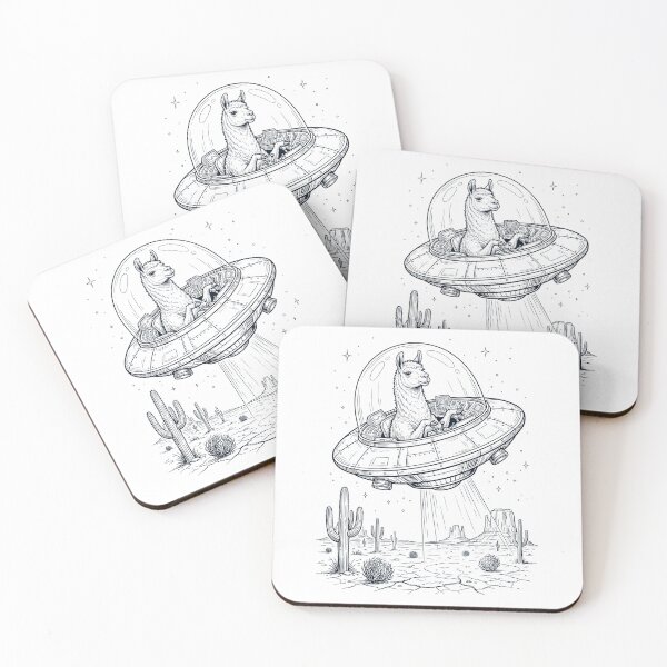 Item preview, Vintage Llama Riding UFO Animal Lover designed and sold by DoodleTortle.