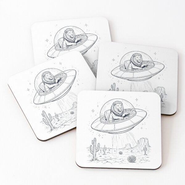 Item preview, Vintage Lion Riding UFO Animal Lover designed and sold by DoodleTortle.