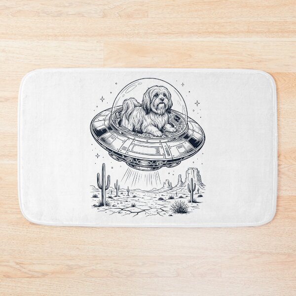 Item preview, Vintage Lhasa Apso Riding UFO Dog Mom Dad Lover designed and sold by DoodleTortle.