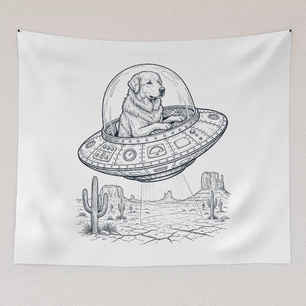 Item preview, Vintage Maremma Sheepdog Riding UFO Dog Mom Dad Lover designed and sold by DoodleTortle.