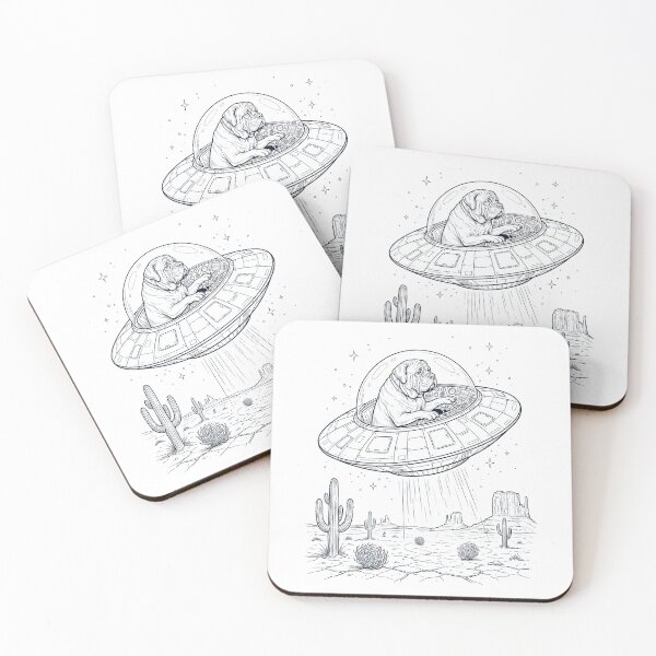 Item preview, Vintage Mastiff Riding UFO Dog Mom Dad Lover designed and sold by DoodleTortle.