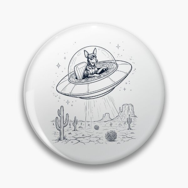 Item preview, Vintage Miniature Pinscher Riding UFO Dog Mom Dad Lover designed and sold by DoodleTortle.