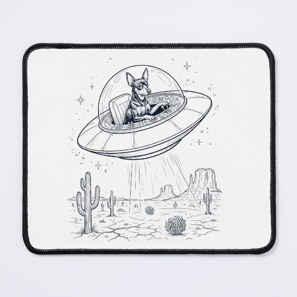 Item preview, Vintage Miniature Pinscher Riding UFO Dog Mom Dad Lover designed and sold by DoodleTortle.