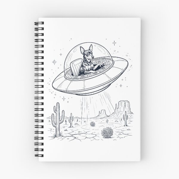 Item preview, Vintage Miniature Pinscher Riding UFO Dog Mom Dad Lover designed and sold by DoodleTortle.