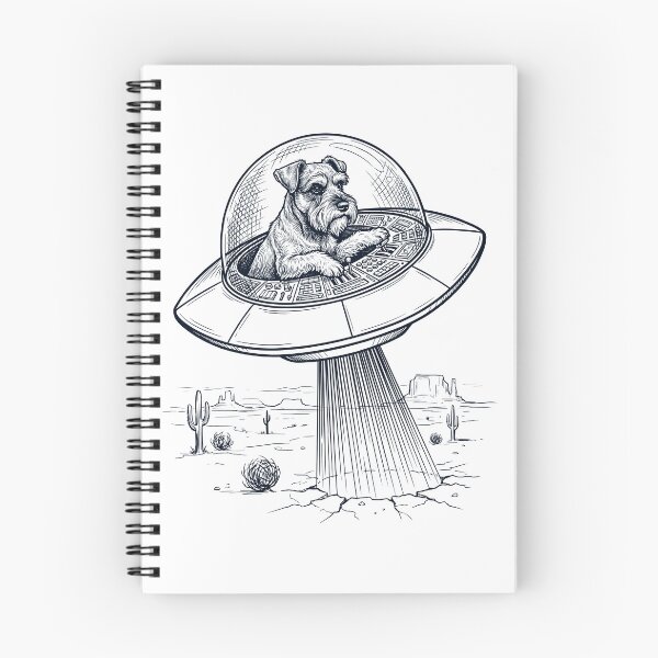 Item preview, Vintage Miniature Schnauzer Riding UFO Dog Mom Dad Lover designed and sold by DoodleTortle.