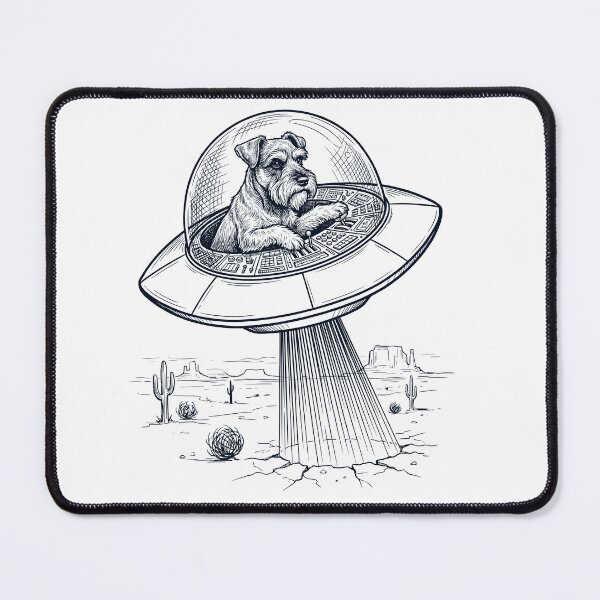 Item preview, Vintage Miniature Schnauzer Riding UFO Dog Mom Dad Lover designed and sold by DoodleTortle.