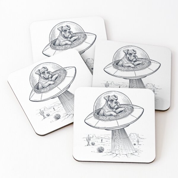 Item preview, Vintage Miniature Schnauzer Riding UFO Dog Mom Dad Lover designed and sold by DoodleTortle.