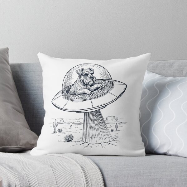 Item preview, Vintage Miniature Schnauzer Riding UFO Dog Mom Dad Lover designed and sold by DoodleTortle.