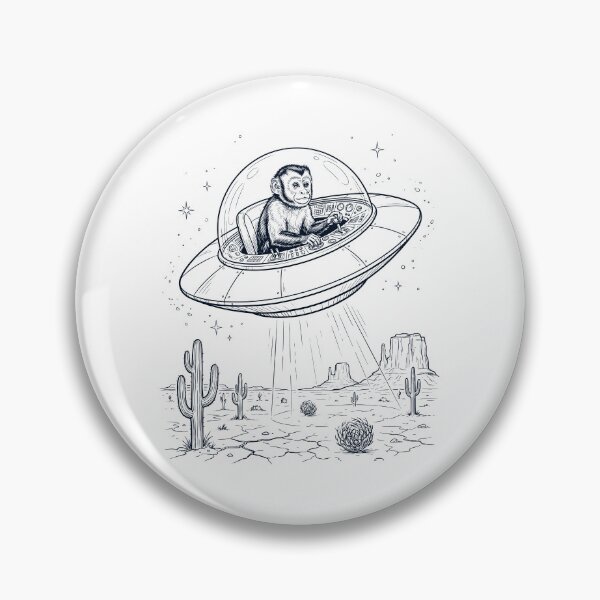 Item preview, Vintage Monkey Riding UFO Animal Lover designed and sold by DoodleTortle.