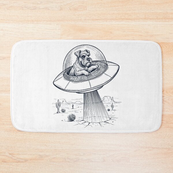 Item preview, Vintage Miniature Schnauzer Riding UFO Dog Mom Dad Lover designed and sold by DoodleTortle.