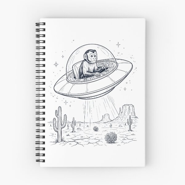 Item preview, Vintage Monkey Riding UFO Animal Lover designed and sold by DoodleTortle.