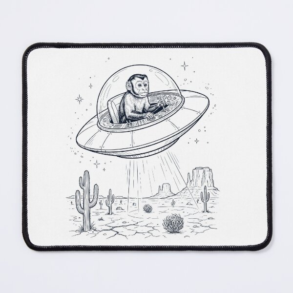 Item preview, Vintage Monkey Riding UFO Animal Lover designed and sold by DoodleTortle.