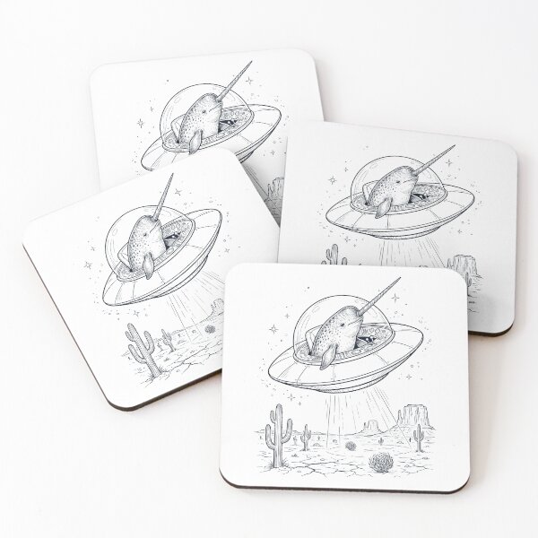 Item preview, Vintage Narwhal Riding UFO Animal Lover designed and sold by DoodleTortle.