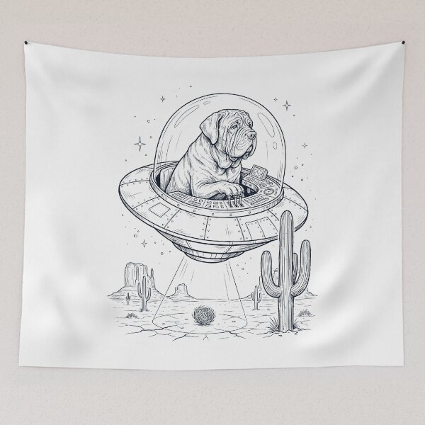 Item preview, Vintage Neapolitan Mastiff Riding UFO Dog Mom Dad Lover designed and sold by DoodleTortle.