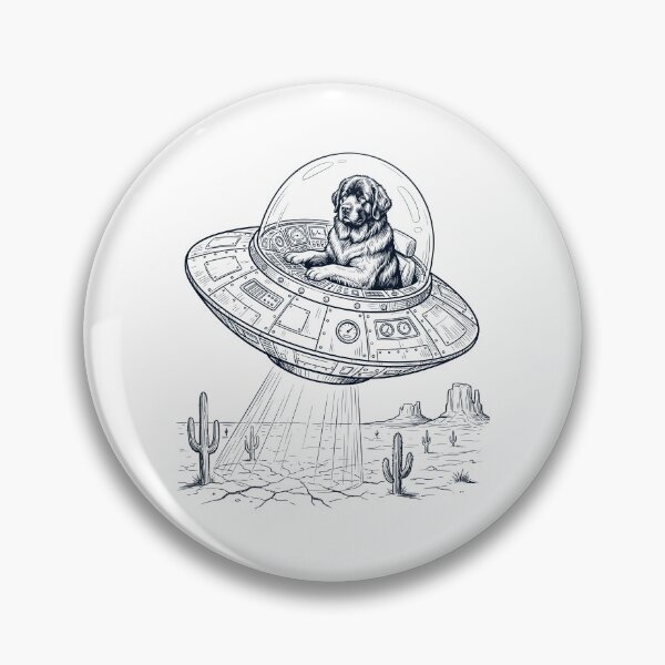 Item preview, Vintage Newfoundland Riding UFO Dog Mom Dad Lover designed and sold by DoodleTortle.