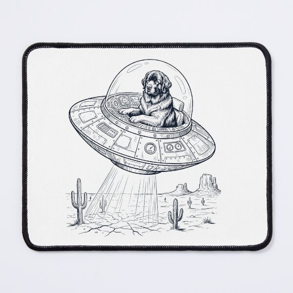 Item preview, Vintage Newfoundland Riding UFO Dog Mom Dad Lover designed and sold by DoodleTortle.