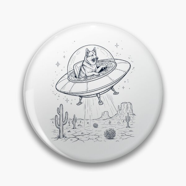 Item preview, Vintage Norwegian Buhund Riding UFO Dog Mom Dad Lover designed and sold by DoodleTortle.