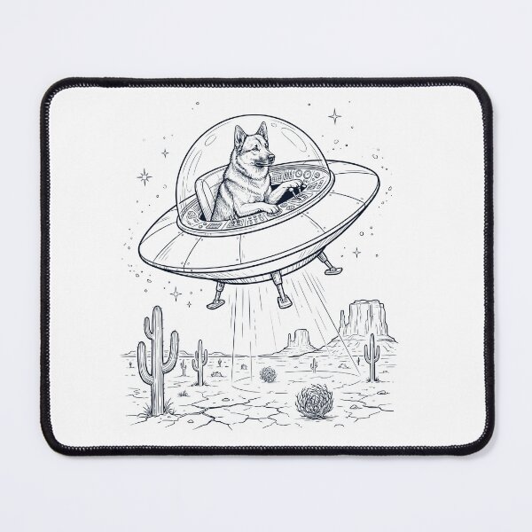 Item preview, Vintage Norwegian Buhund Riding UFO Dog Mom Dad Lover designed and sold by DoodleTortle.