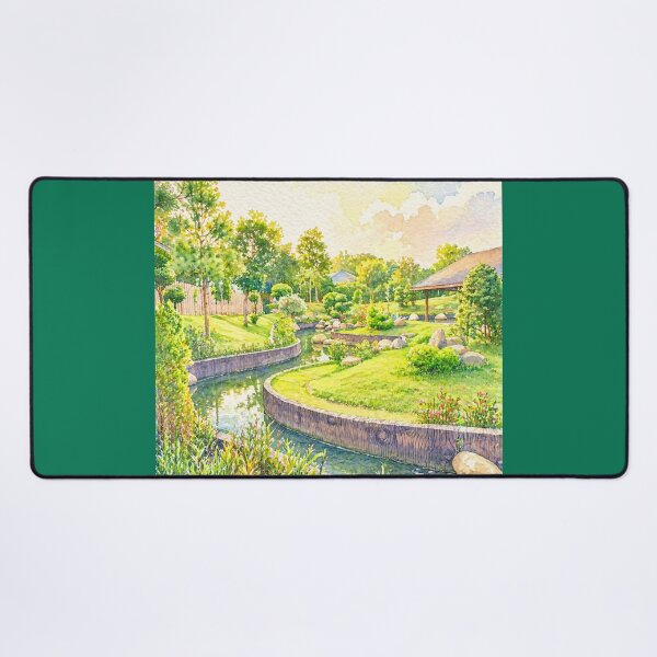 Item preview, Sunny Watercolor Garden Landscape Painting, Peaceful Stream and Summer Park Art designed and sold by Minerva92.