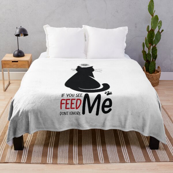 Item preview, Minimalist Hungry Black Cat - If You See Me Feed Me designed and sold by AtelierMoorish.