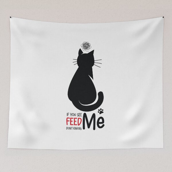 Item preview, Minimalist Hungry Black Cat - If You See Me Feed Me designed and sold by AtelierMoorish.