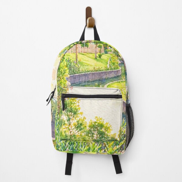 Item preview, Sunny Watercolor Garden Landscape Painting, Peaceful Stream and Summer Park Art designed and sold by Minerva92.