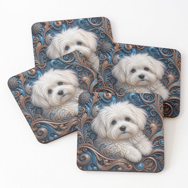 Item preview, Cute White Coton de Tulear Puppy Intricate Pattern designed and sold by Wags & Tails.