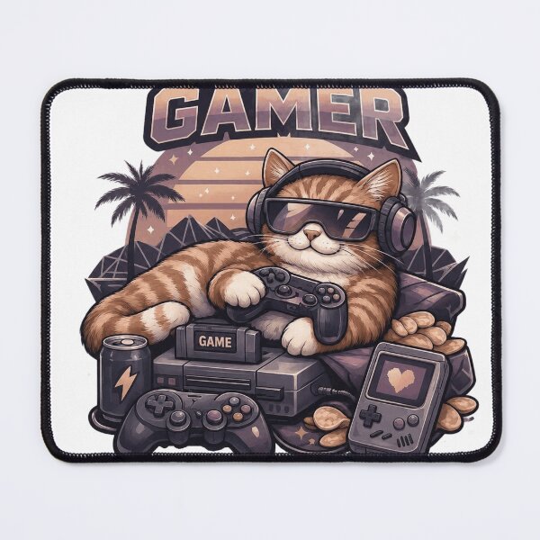 Item preview, Retro Gamer Cat Chill Lofi Aesthetic Art designed and sold by Northern Glow Art.