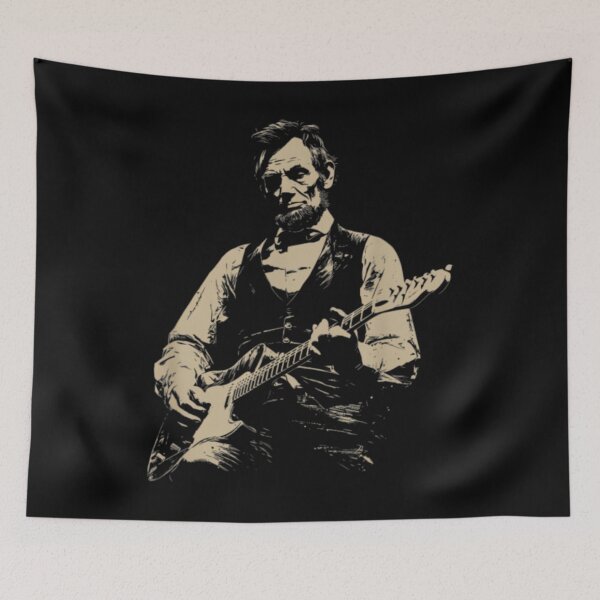 Item preview, President Abraham Lincoln Abe Lincoln Playing Guitar Retro Vintage designed and sold by OtoFunFC.