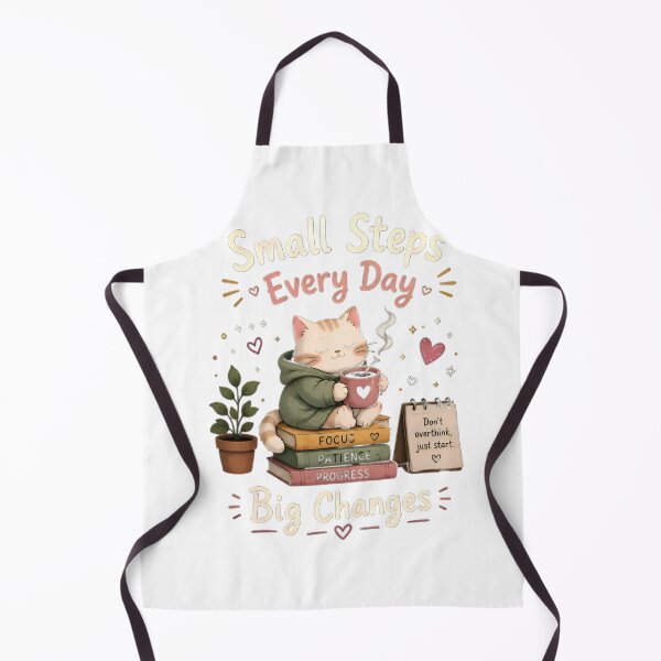 Item preview, Small Steps Every Day Big Changes – Cute Cozy Cat Motivation T-Shirt designed and sold by : CraftyVibes.