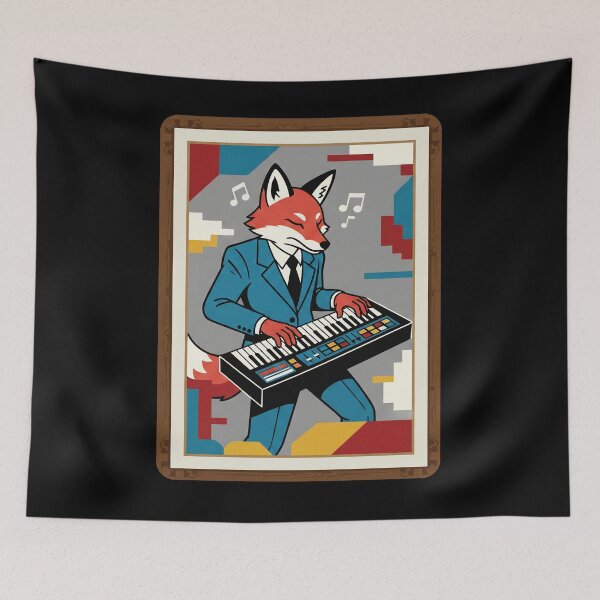 Item preview, Fox Synth Player Retro Music Illustration designed and sold by JordynLadukeg65.