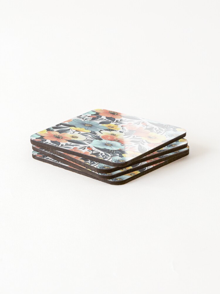 Thumbnail 4 of 5, Coasters (Set of 4), Flower Pattern designed and sold by ViaARTfactory.