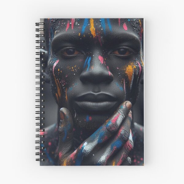 Item preview, a well detailed close shot portrait of black man covered in paint  designed and sold by Adanne Chukwudi.