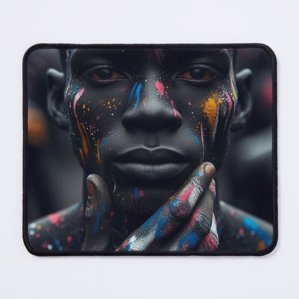 Item preview, a well detailed close shot portrait of black man covered in paint  designed and sold by Adanne Chukwudi.