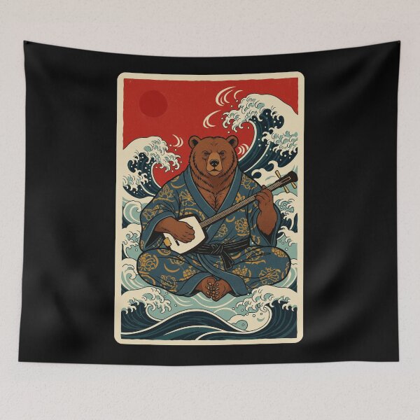 Item preview, Bear Playing Shamisen Wave Style  designed and sold by JordynLadukeg65.