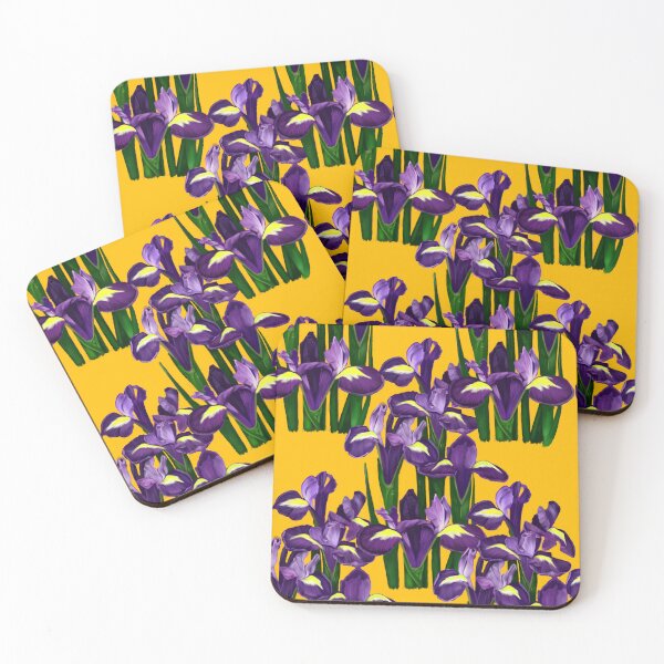 Item preview, Vintage Purple Iris on Mustard Yellow - Art Nouveau Floral Seamless Pattern designed and sold by Niji Hibana.