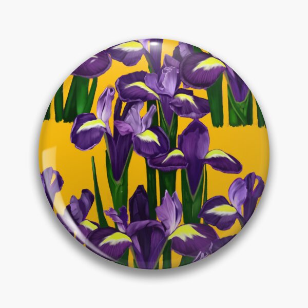 Item preview, Vintage Purple Iris on Mustard Yellow - Art Nouveau Floral Seamless Pattern designed and sold by Niji Hibana.