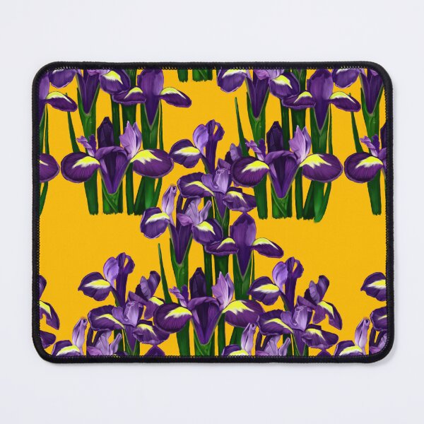 Item preview, Vintage Purple Iris on Mustard Yellow - Art Nouveau Floral Seamless Pattern designed and sold by Niji Hibana.