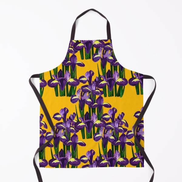 Item preview, Vintage Purple Iris on Mustard Yellow - Art Nouveau Floral Seamless Pattern designed and sold by Niji Hibana.