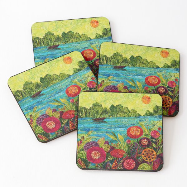 Item preview, Whimsical Floral River Landscape Painting designed and sold by Modaozushi216.