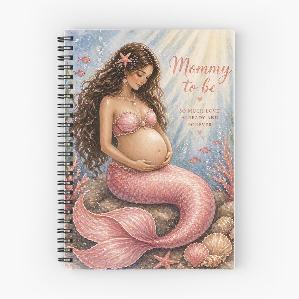Item preview, Mommy to Be Brunette Mermaid Watercolor designed and sold by Bara Lune Design .