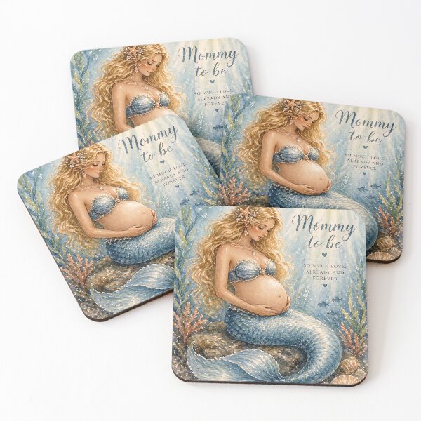 Item preview, Mommy to Be Blonde Mermaid Watercolor designed and sold by Bara Lune Design .