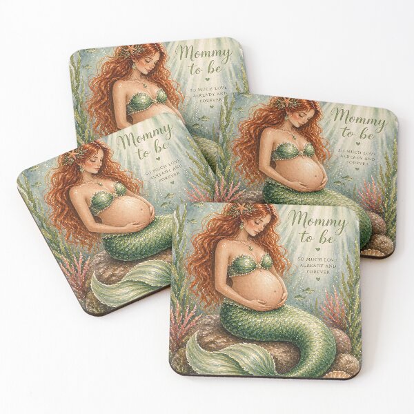 Item preview, Mommy to Be Redhead Mermaid Watercolor designed and sold by Bara Lune Design .