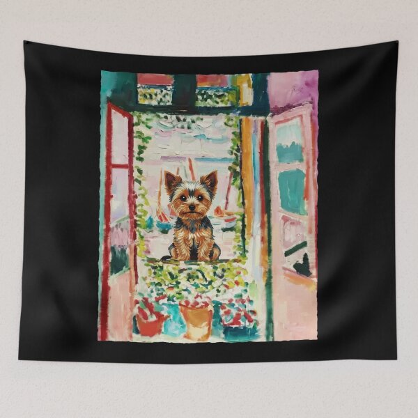 Item preview, Yorkie Window Painting Cozy Cottage  designed and sold by JordynLadukeg65.