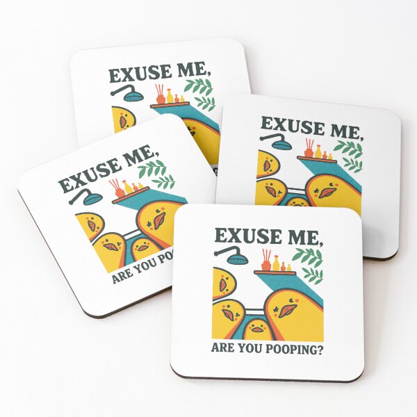 Item preview, Funny Duck Bathroom Art — Retro Kawaii Ducks "Are You Pooping?" Illustration designed and sold by Colorful-Garden.